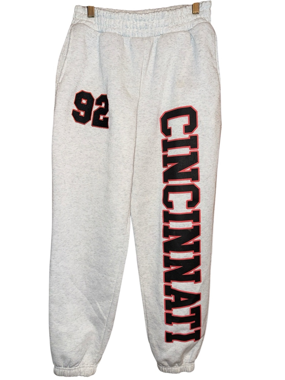 •LOVE STREAK•HEATHERED GRAY 'CINCINNATI 92’ GRAPHIC JOGGER SWEATPANT SIZE MEDIUM